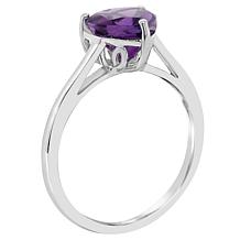 Sterling Silver 8mm Heart-Shaped Gemstone Ring