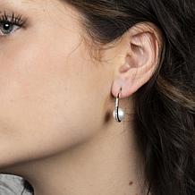 Sterling Silver 9-9.5mm Cultured Pearl J-Hoop Drop Earrings
