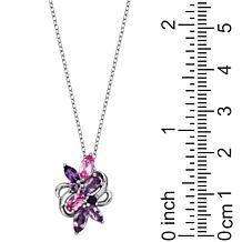 Sterling Silver Amethyst and Created Pink Sapphire Pendant with Chain