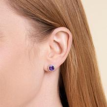 Sterling Silver Amethyst and Created White Sapphire Halo Stud Earrings