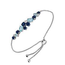 Sterling Silver Blue Topaz and Created White Sapphire Bolo Bracelet