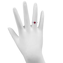 Sterling Silver Created Ruby and CZ Heart Ring