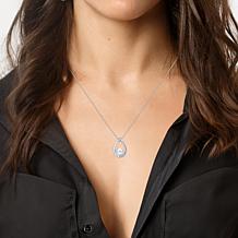 Sterling Silver Cultured Freshwater Pearl & Diamond Pendant with Chain