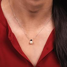 Sterling Silver Cultured Freshwater Pearl and Onyx 16" Necklace