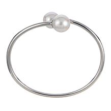 Sterling Silver Cultured Freshwater Pearl By-Pass Bangle Bracelet