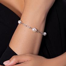 Sterling Silver Cultured Freshwater Pearl Paperclip Chain Bracelet