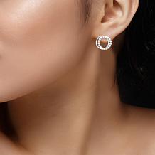 Sterling Silver Cultured Freshwater Seed Pearl Double Circle Earrings