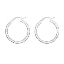 Sterling Silver Diamond-Cut Hoop Earrings - 13/16"