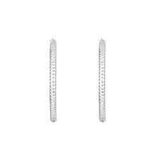 Sterling Silver Diamond-Cut Round Tube Round Hoop Earring - 3/4"