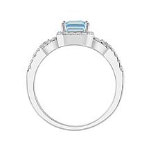 Sterling Silver Emerald-Cut Gemstone and White Topaz Accent Ring