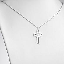 Sterling Silver Engraved Monogram Cross Necklace