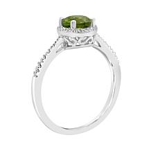Sterling Silver Gemstone and Diamond 5mm Round Ring