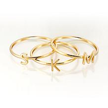 Sterling Silver or Gold over Sterling Petite Uppercase Initials Rin...