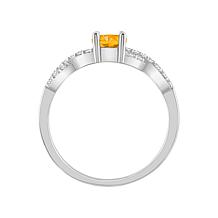 Sterling Silver Oval-Cut Gemstone and White Topaz Ring