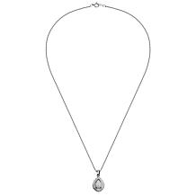 Sterling Silver Pear-Shape Created Opal and CZ Halo Pendant with Chain
