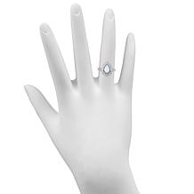 Sterling Silver Pear-Shape Created Opal and CZ Halo Ring