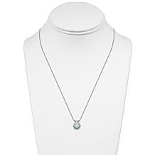 Sterling Silver Round Created Opal and CZ Halo Necklace