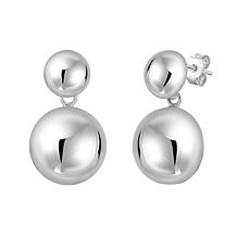 Sterling Silver Round Puff Flat Back Drop Earrings
