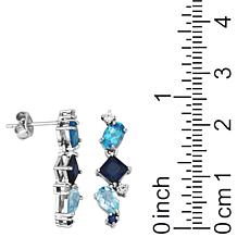 Sterling Silver Tonal Blue Topaz and Created Sapphire Earrings