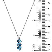 Sterling Silver Tonal Blue Topaz Pendant with 18" Chain Necklace