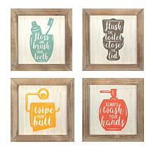 Stratton home decor set of 3 printed linen bathroom rules best sale wall art