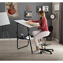 Studio Designs Black/White Foldable Table w/ Adjustable Top & Height