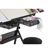 Studio Designs Fusion 2-Piece Black and White Drafting Table Stool Set