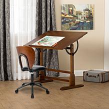 Studio Designs Vintage Solid Wood Drafting Table with Adjustable Top