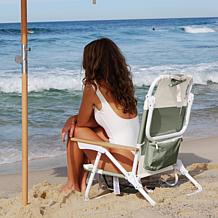 SUNNYLiFE Deluxe Beach Chair in Seagrass Sage with Cooler Pocket