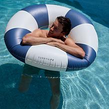 SUNNYLiFE Navy Stripe Inflatable Tube Pool Ring 41.7"