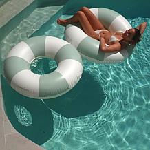 SUNNYLiFE The Vacay Soft Olive Stripe Pool Ring 41.7"