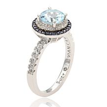 Suzy Levian Round-Cut Blue Topaz, Sapphire and White Topaz Ring