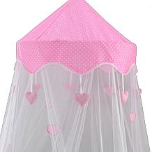 Sweetheart Round Collapsible Pink Heart Hoop Sheer Mosquito Bed Canopy