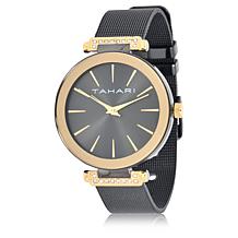 Tahari Goldtone and Black Women's Crystal Watch and Jewelry Set