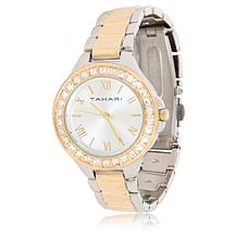 Tahari Two-Tone Women's Crystal Bezel Bracelet Watch