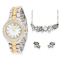 Tahari Two-Tone Women's Crystal Watch and Jewelry Set