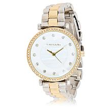 Tahari Two-Tone Women's Dot Marker Crystal-Accented Bracelet Watch