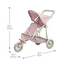 Teamson Kids Olivia's World Polka Dots Princess Twin Jogging Stroller