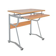 Techni Mobili Compact Computer Desk with Side Shelf and Keyboard Panel