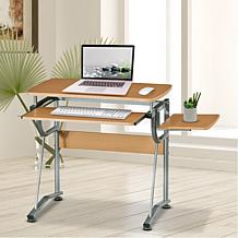 Techni Mobili Compact Computer Desk with Side Shelf and Keyboard Panel