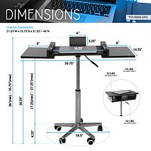 Techni Mobili Folding Table Laptop Cart - Graphite