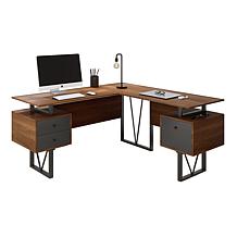 Techni Mobili Reversible L-Shape Computer Desk with Drawers