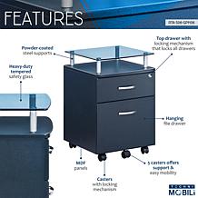 Techni Mobili Rolling File Cabinet with Glass Top