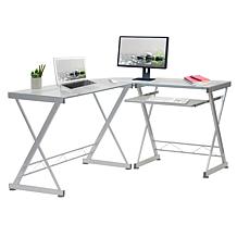 Techni Mobili Tempered Glass L-Shaped Computer Desk - Clear