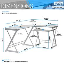 Techni Mobili Tempered Glass L-Shaped Computer Desk - Clear