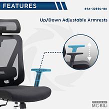 Techni Mobili Truly Ergonomic Mesh Office Chair with Headrest - Black
