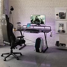 Techni Sport TS-200 Carbon Computer Gaming Desk with Shelving