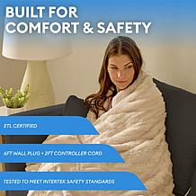 Therahaus Luxe Heated Throw with Faux Fur & Sherpa, 50x70"