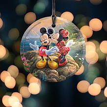 Thomas Kinkade Disney Glass Ornament - Mickey & Minnie Sweetheart Cove