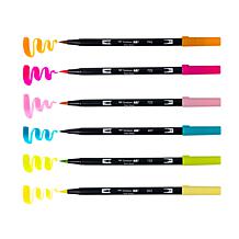 Tombow Dual Brush Pen Art Markers - Happy Hour Palette 6-Pack